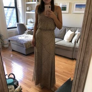 Adrianna Papell Art deco blouson beaded gown